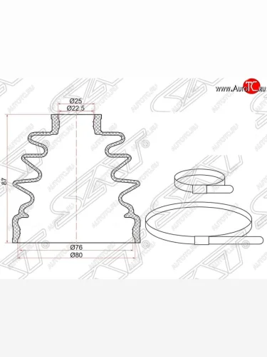Пыльник ШРУСа (наружный) SAT (2 хомута. резина) Mazda 3/Axela BL дорестайлинг, хэтчбэк 5 дв. (2009-2011)