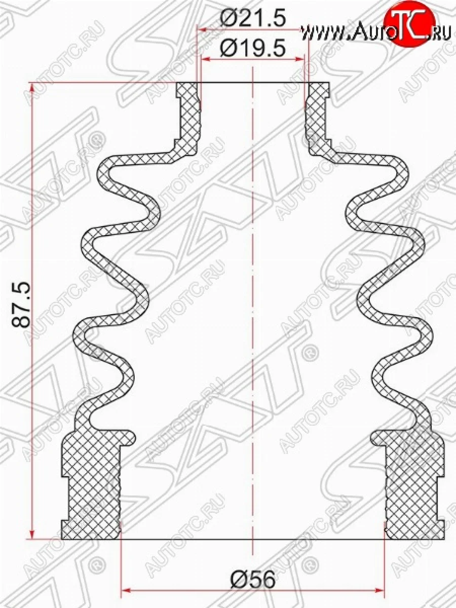 Пыльник ШРУСа SAT (внутренний, 2 хомута, резина, 2.0 / 2.4L)  Mazda Demio (1996-2002) 1 DW  в Керчи Республика Крым