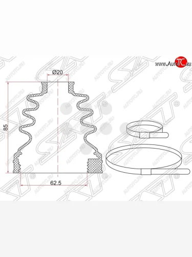 Пыльник ШРУСа (внутренний/передний) SAT Mitsubishi Lancer 10 CY хэтчбэк дорестайлинг (2007-2010)