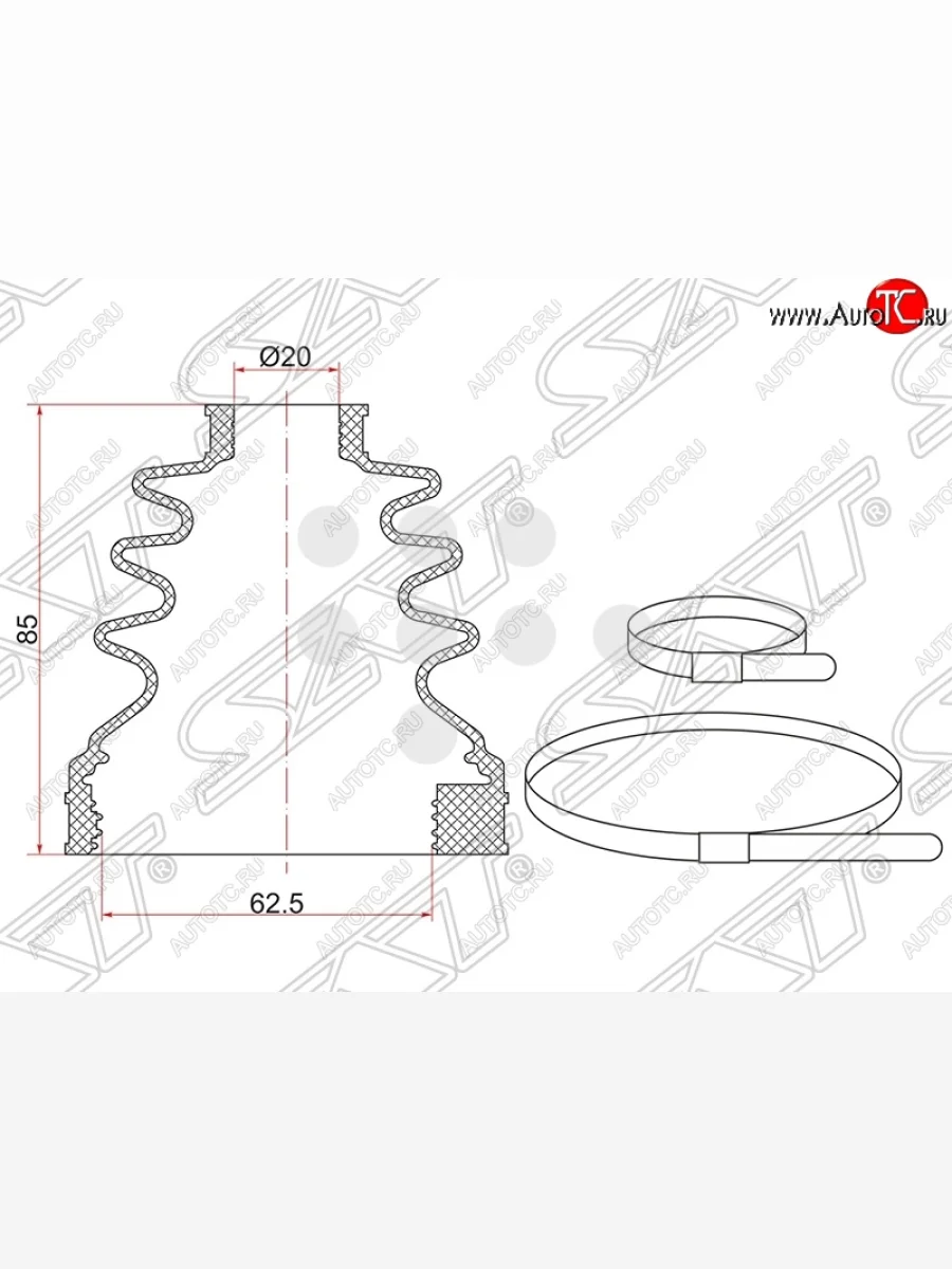 Пыльник ШРУСа (внутренний/передний) SAT Mitsubishi Lancer 10 CY хэтчбэк дорестайлинг (2007-2010)  с доставкой в г. Керчь