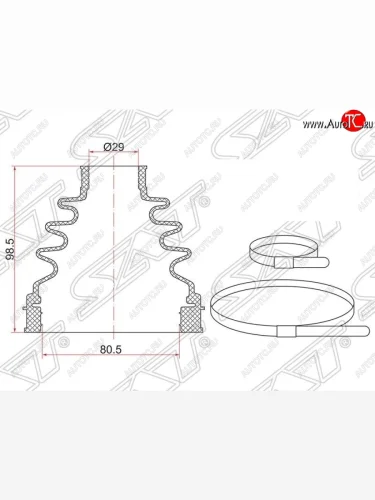 Пыльник ШРУСа (внутренний/передний/правый) SAT Toyota Hilux  AN10,AN20 (2004-2011) дорестайлинг, 1-ый рестайлинг