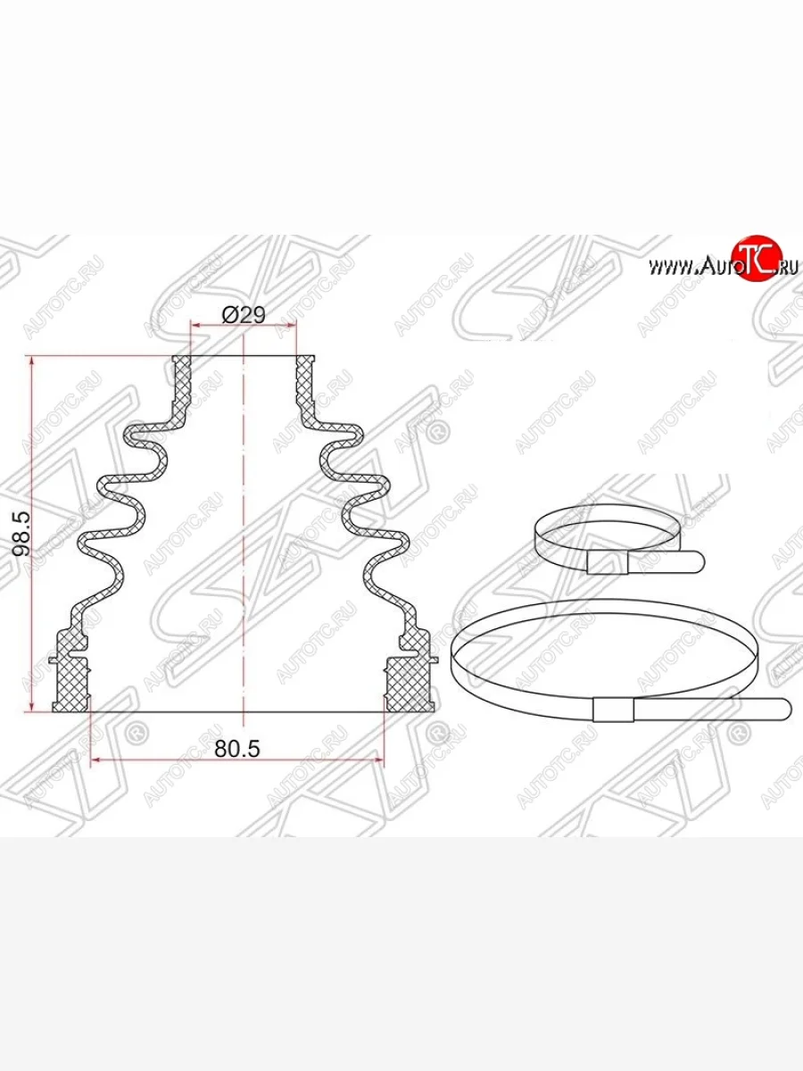Пыльник ШРУСа (внутренний/передний/правый) SAT  Toyota Hilux (2004-2011) AN10,AN20  в Керчи Республика Крым