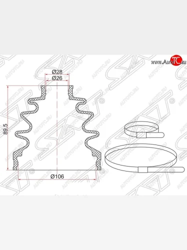 Пыльник ШРУСа (внутренний/задний) SAT Nissan Patrol  6 (2010-2017) Y62 дорестайлинг, Y62 рестайлинг