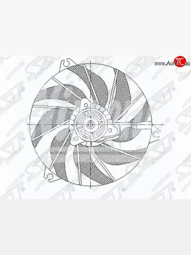 Диффузор радиатора в сборе SAT Peugeot 206 хэтчбэк 5 дв. 2AC дорестайлинг (1998-2003)
