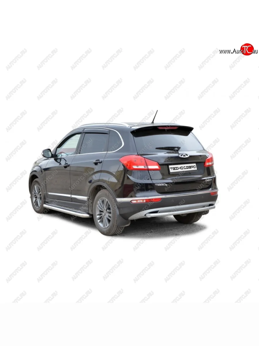 Защита порогов ТехноСфера (Техно Сфера) (нержавейка с алюминиевым листом, d63.5 mm) Chery Tiggo 5 (T21) рестайлинг (2017-2020)  в Керчи Республика Крым