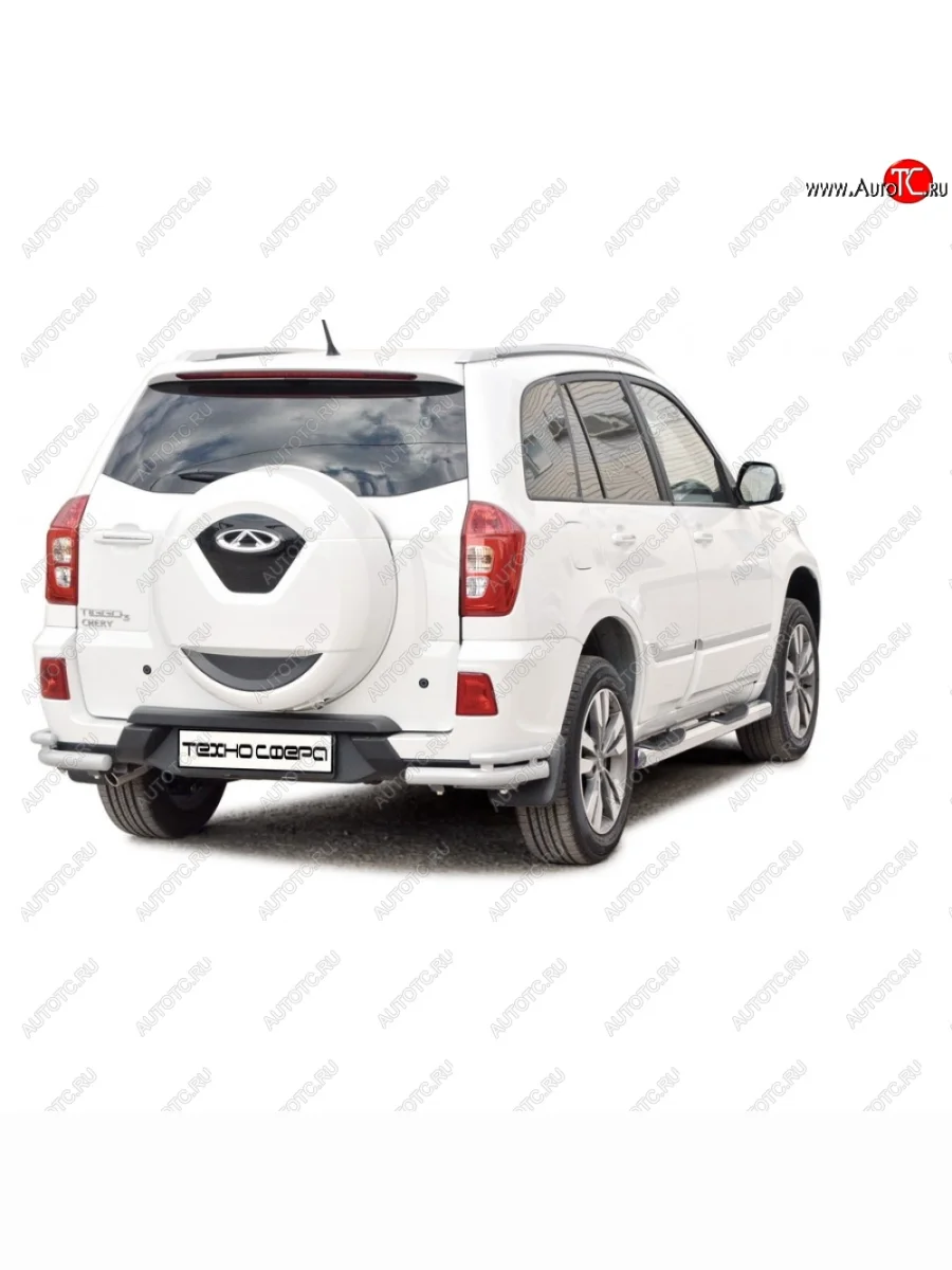 Защита порогов ТехноСфера (Техно Сфера) (нержавейка, с проступью, d76 mm) Chery Tiggo 3x дорестайлинг (2017-2020)  в Перми Пермском крае