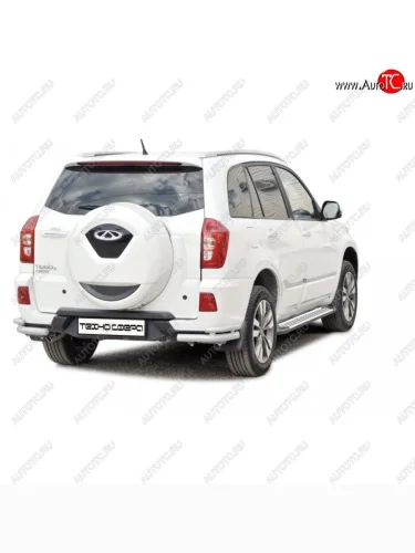 Защита заднего бампера ТехноСфера (Техно Сфера) (Сталь с покрытием, уголки, 63.5 mm) Chery Tiggo 3x (2017-2020) дорестайлинг