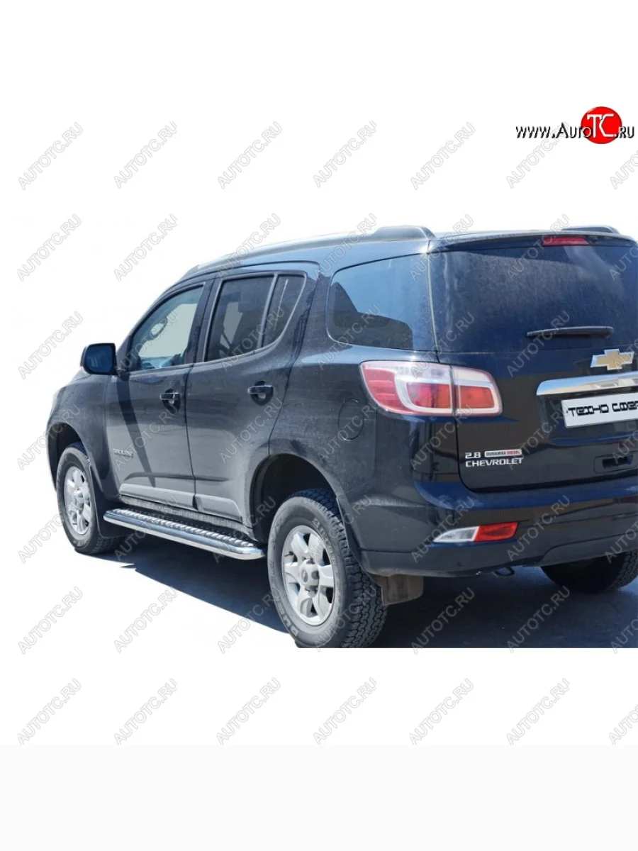 Защита порогов ТехноСфера (Техно Сфера) (нержавейка, с алюминиевым листом, d63.5 mm) Chevrolet Trailblazer GM800 дорестайлинг (2012-2016)  в Самаре Самарской области