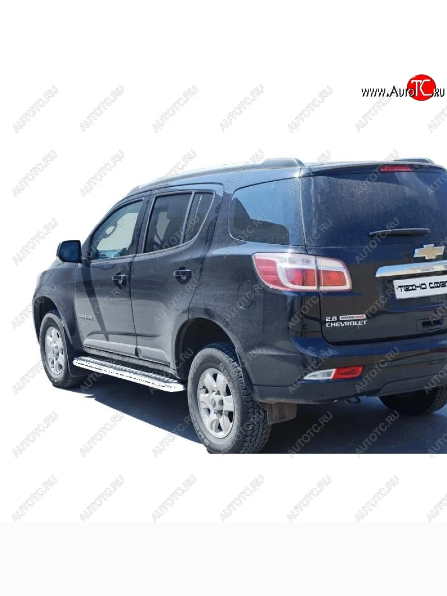 Защита порогов ТехноСфера (Техно Сфера) (Сталь с покрытием, с алюминиевым листом, d63.5 mm) Chevrolet Trailblazer GM800 дорестайлинг (2012-2016) (цвет: Серебристый)  в Самаре Самарской области