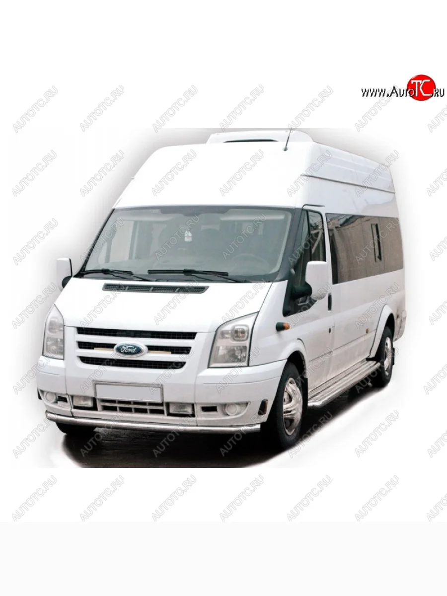 Защита переднего бампера ТехноСфера (Техно Сфера) (Сталь с покрытием, d63.5 mm) Ford Transit цельнометаллический фургон (2006-2014) (цвет: Серебристый)  в Керчи Республика Крым