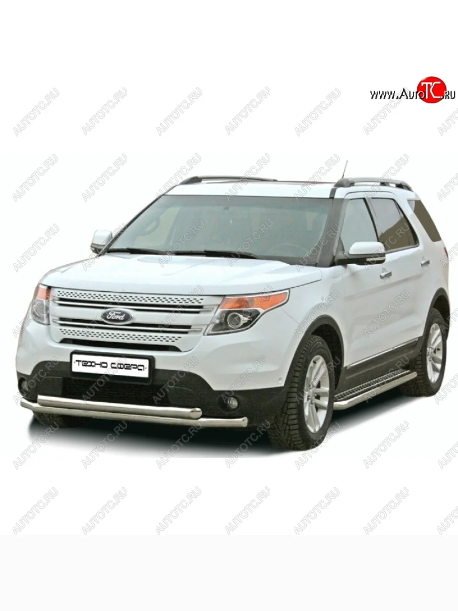 Защита порогов ТехноСфера (Техно Сфера) (нержавейка, с алюминиевым листом, d63.5 mm) Ford Explorer U502 дорестайлинг (2010-2016)  в Керчи Республика Крым