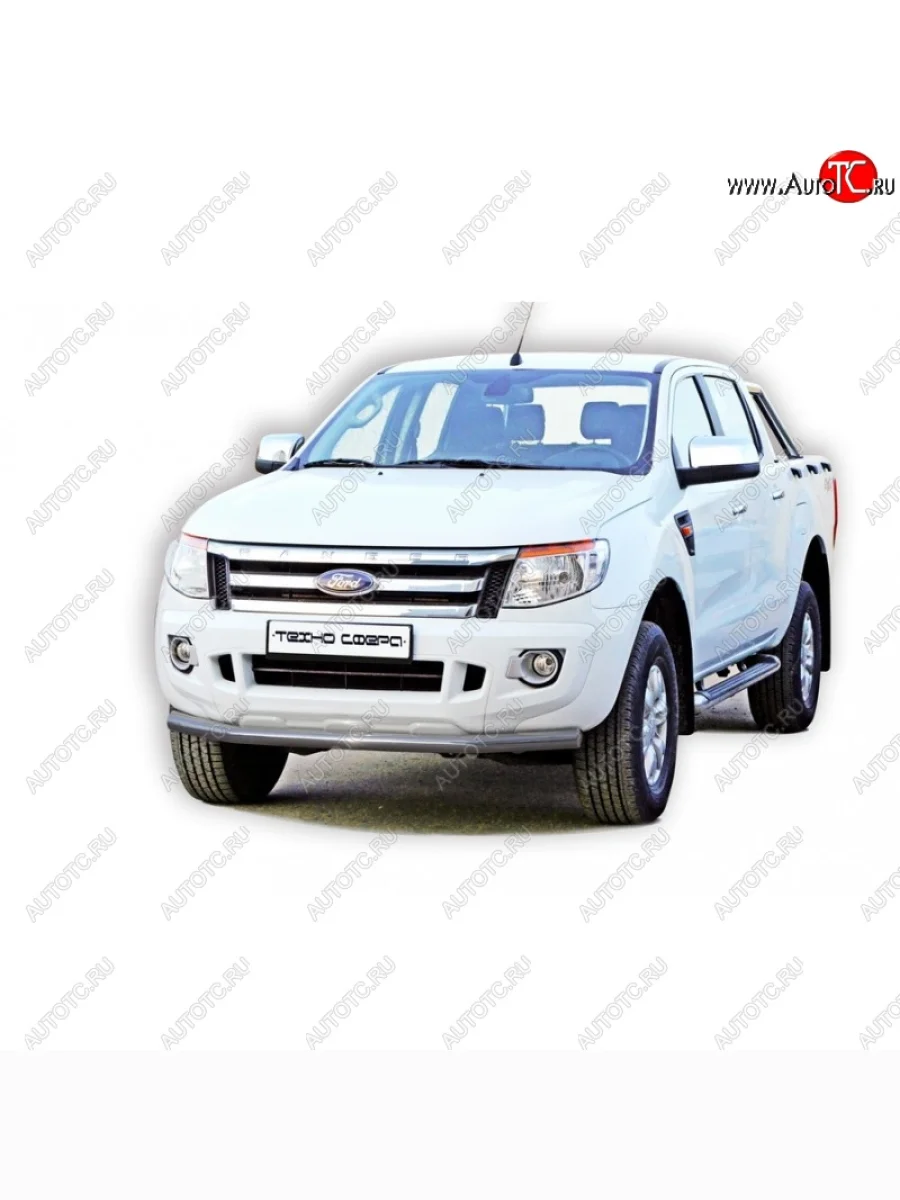 Защита переднего бампера ТехноСфера (Техно Сфера) (Сталь с покрытием, d63.5 mm)  Ford Ranger (2011-2016) DoubleCab, RapCab (цвет: Серебристый)  в Самаре Самарской области