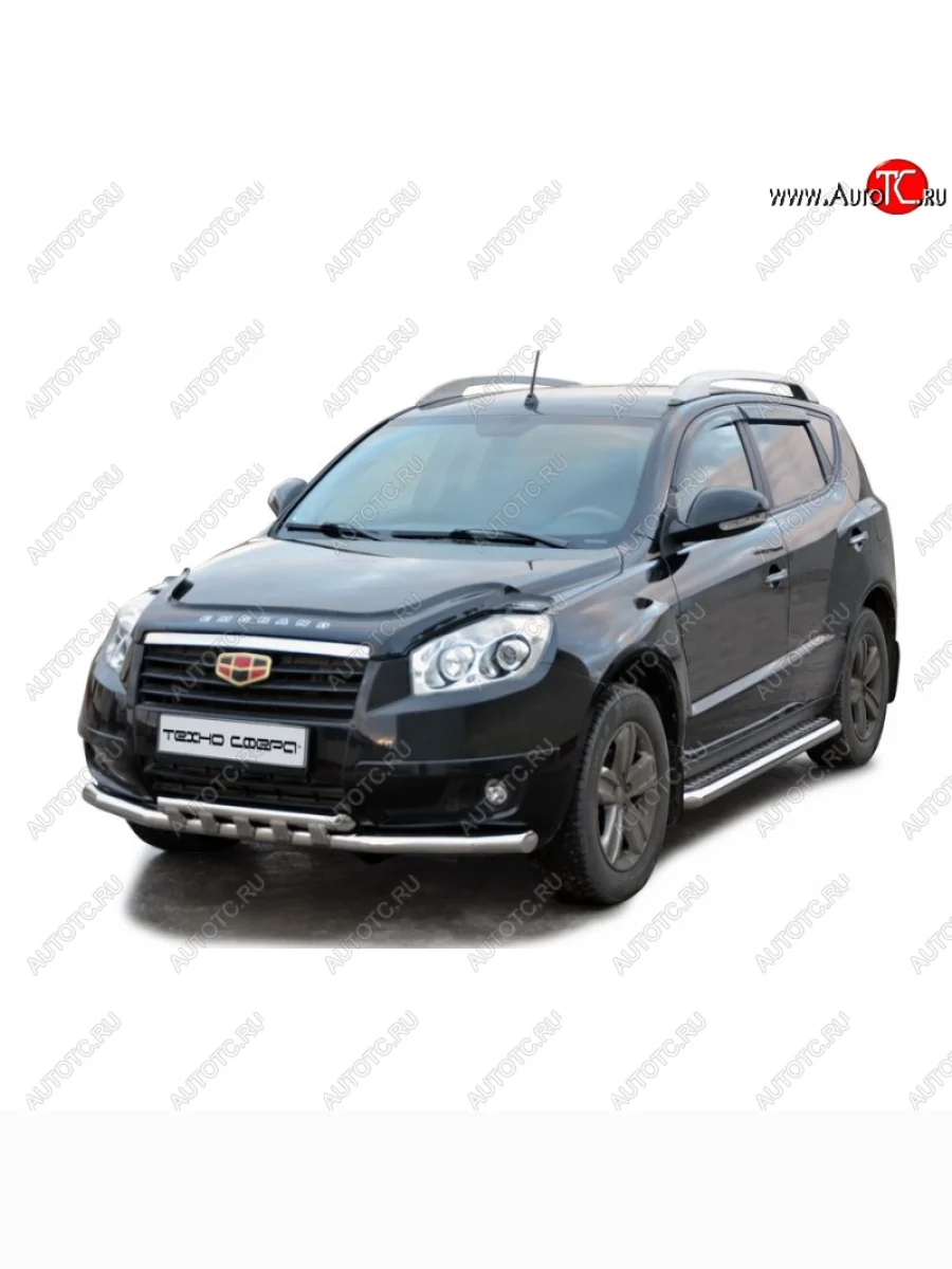 Защита порогов ТехноСфера (Техно Сфера) (Сталь с покрытием, с алюминиевым листом, d63.5 mm) Geely Emgrand X7 дорестайлинг (2011-2015) (цвет: Серебристый)  в Перми Пермском крае