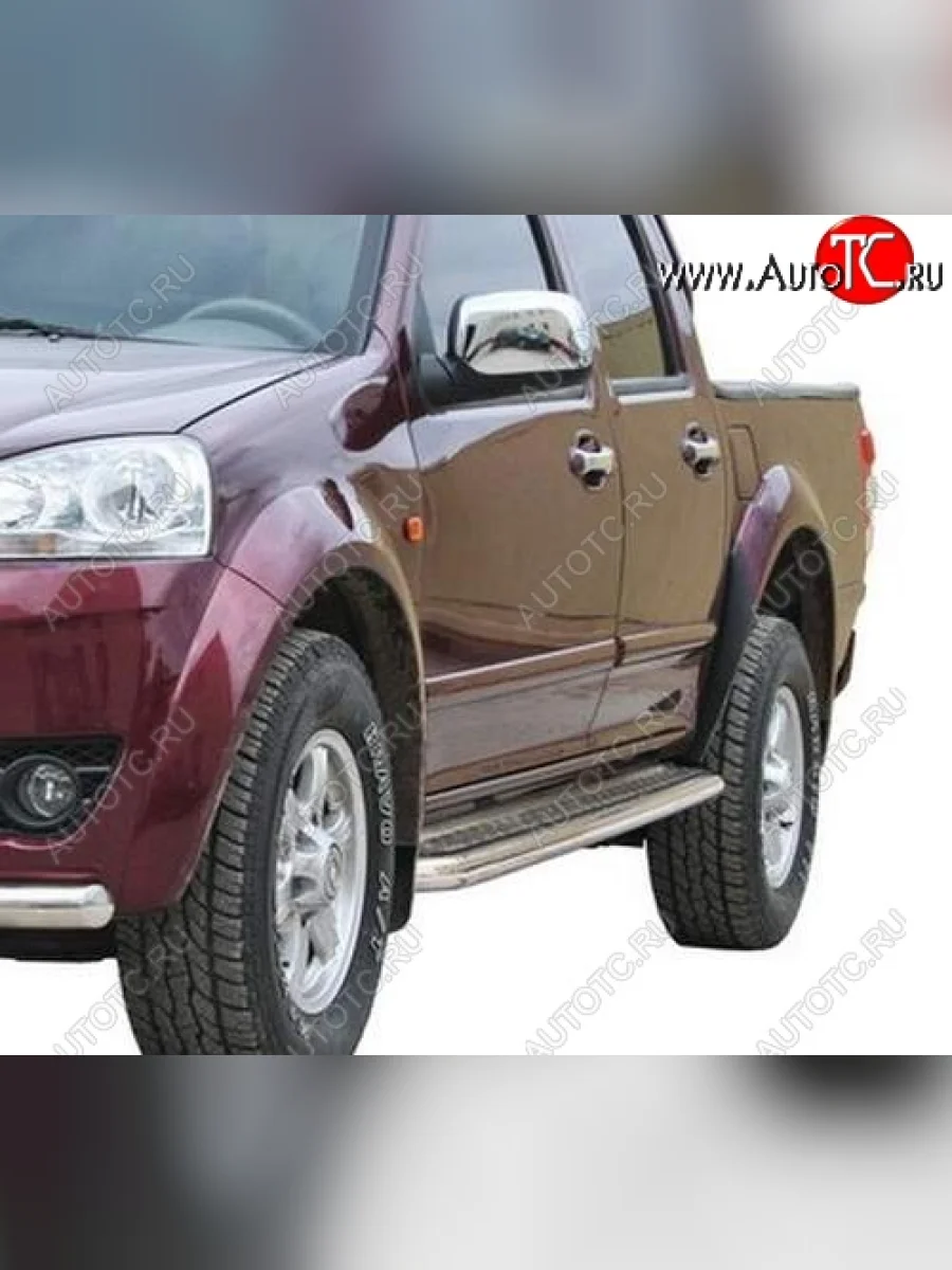 Защита порогов ТехноСфера (Техно Сфера) (Сталь с покрытием, с алюминиевым листом, d63.5 mm)  Great Wall Wingle 5 (2011-2017) (цвет: Серебристый)  В Кинешме Ивановской области