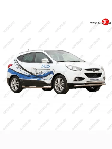 Защита переднего бампера ТехноСфера (Техно Сфера) (двойная, нержавейка, d63.5 mm) Hyundai IX35  LM (2009-2018) дорестайлинг, рестайлинг