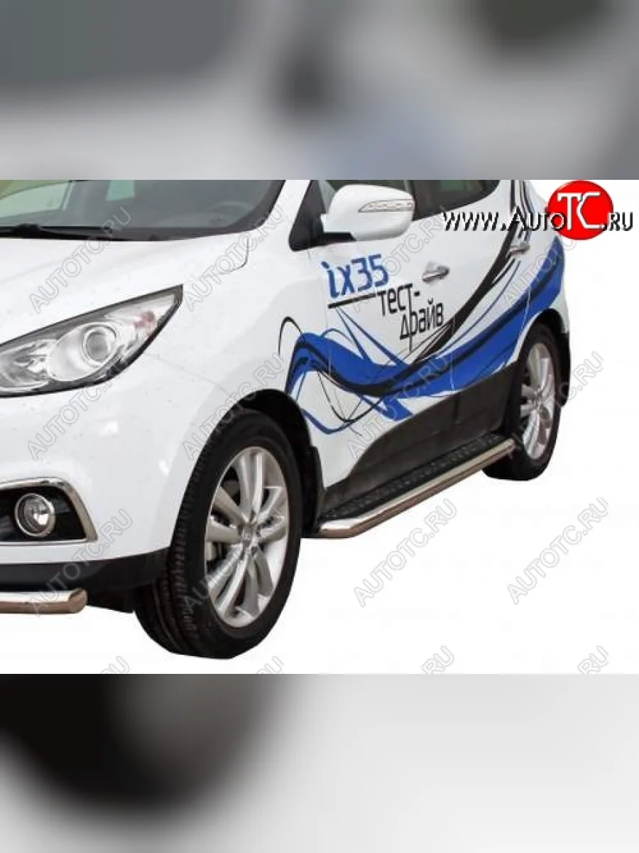 Защита порогов ТехноСфера (Техно Сфера) (нержавейка, с алюминиевым листом, d63.5 mm) Hyundai IX35 LM дорестайлинг (2009-2013)  в Керчи Республика Крым