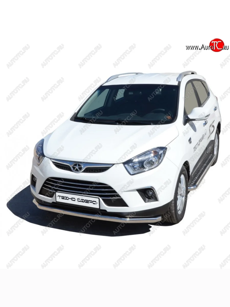 Защита переднего бампера ТехноСфера (Техно Сфера) (Сталь с покрытием, d63.5 mm) JAC S5 дорестайлинг (2013-2019) (цвет: Серебристый)  в Керчи Республика Крым