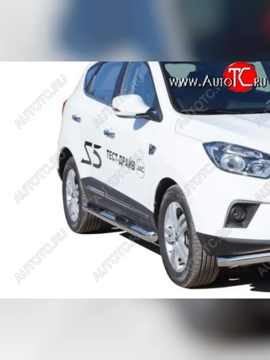 Защита порогов ТехноСфера (Техно Сфера) (нержавейка, с проступью, d76 mm)  JAC S5 (2013-2019)  В Кинешме Ивановской области