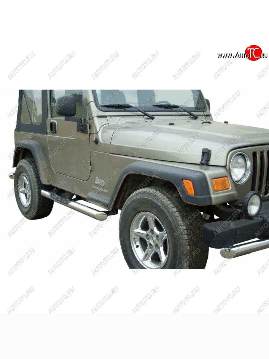 Защита порогов ТехноСфера (Техно Сфера) (нержавейка, с проступью, d76 mm) Jeep Wrangler TJ 3 дв. (1996-2007)  В Кинешме Ивановской области