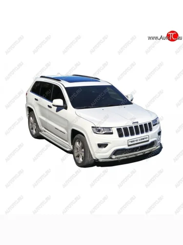 Защита переднего бампера WK2 Restyling ТехноСфера (Техно Сфера) (двойная, нержавейка, d63.5 mm) Jeep Grand Cherokee  WK2 (2010-2013) дорестайлинг