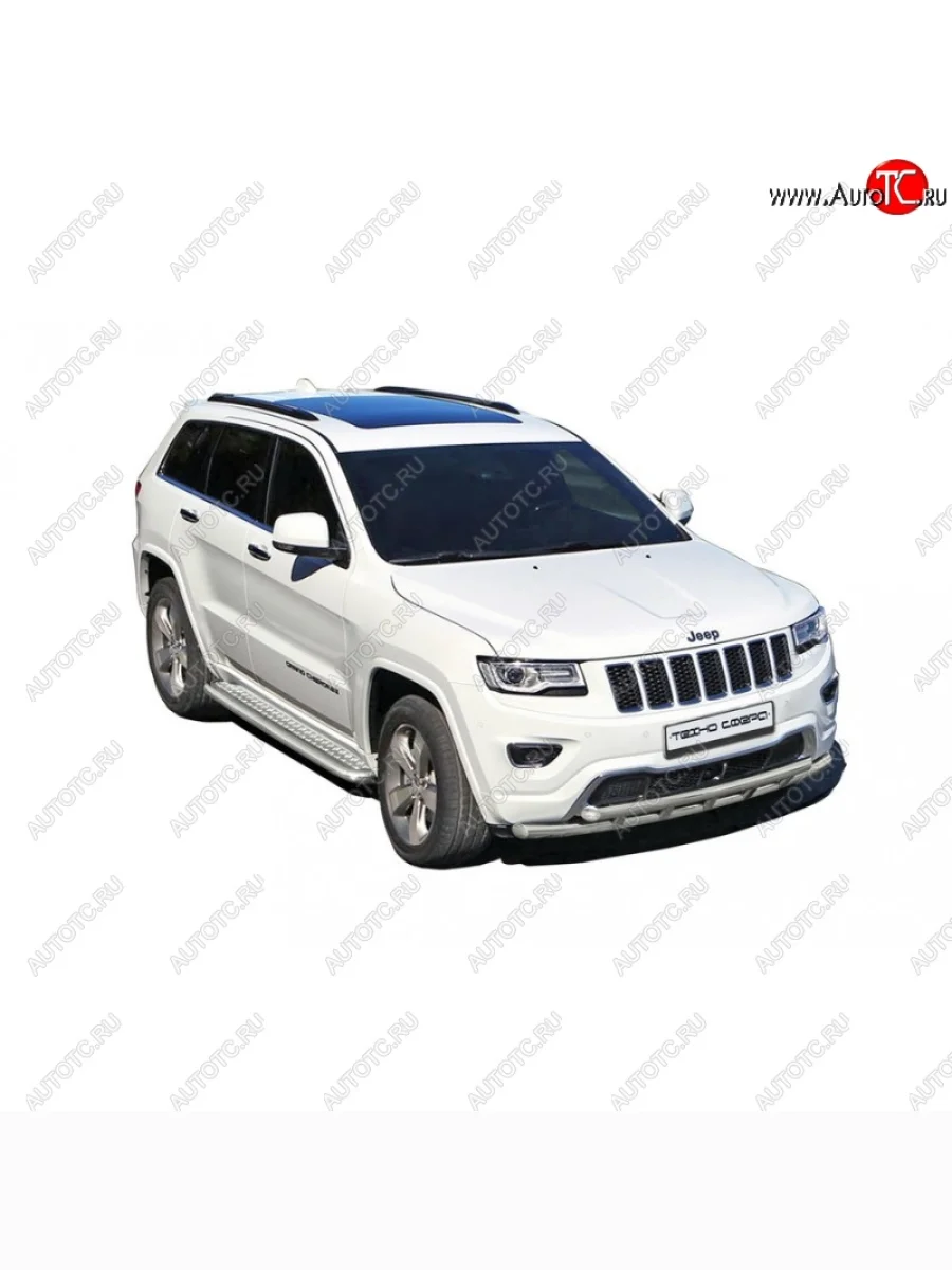 Защита порогов WK2 Restyling ТехноСфера (Техно Сфера) (Сталь с покрытием, с алюминиевым листом, d63.5 mm)  Jeep Grand Cherokee (2010-2013) WK2 (цвет: Серебристый)  В Кинешме Ивановской области