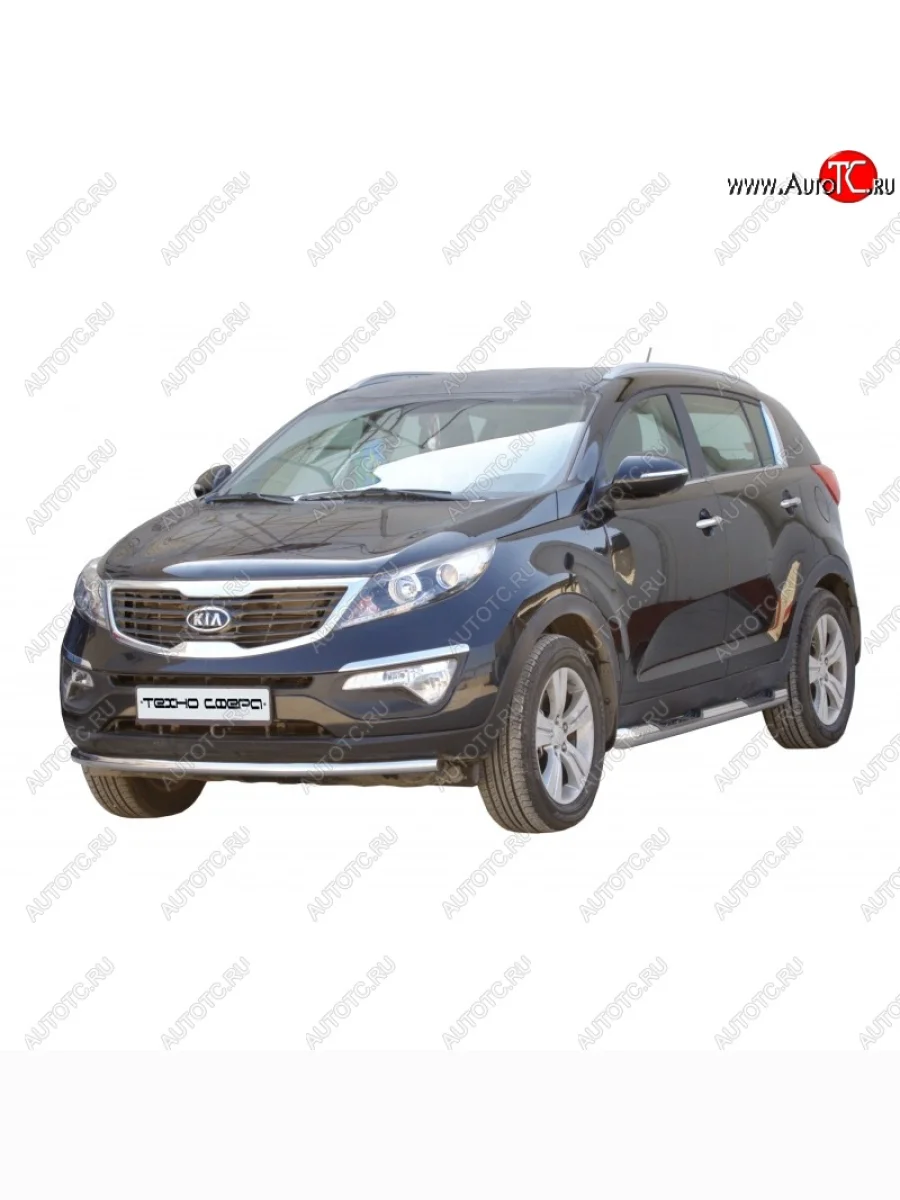 Защита порогов ТехноСфера (Техно Сфера) (нержавейка, с проступью, d76 mm)  KIA Sportage (2010-2016) 3 SL  В Кинешме Ивановской области