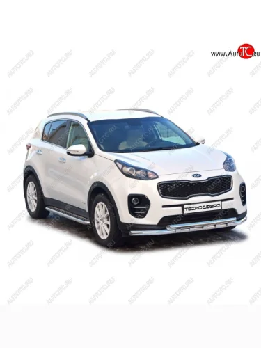 Защита переднего бампера ТехноСфера (Техно Сфера) (двойная, нержавейка, d51 mm) KIA Sportage  4 QL (2016-2018) дорестайлинг