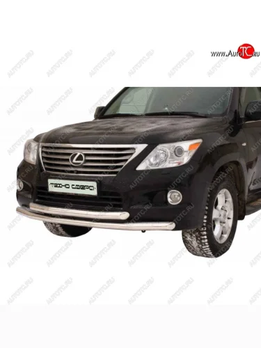 Защита переднего бампера ТехноСфера (Техно Сфера) (двойная, нержавейка, d63.5 mm) Lexus LX570  J200 (2007-2012) дорестайлинг