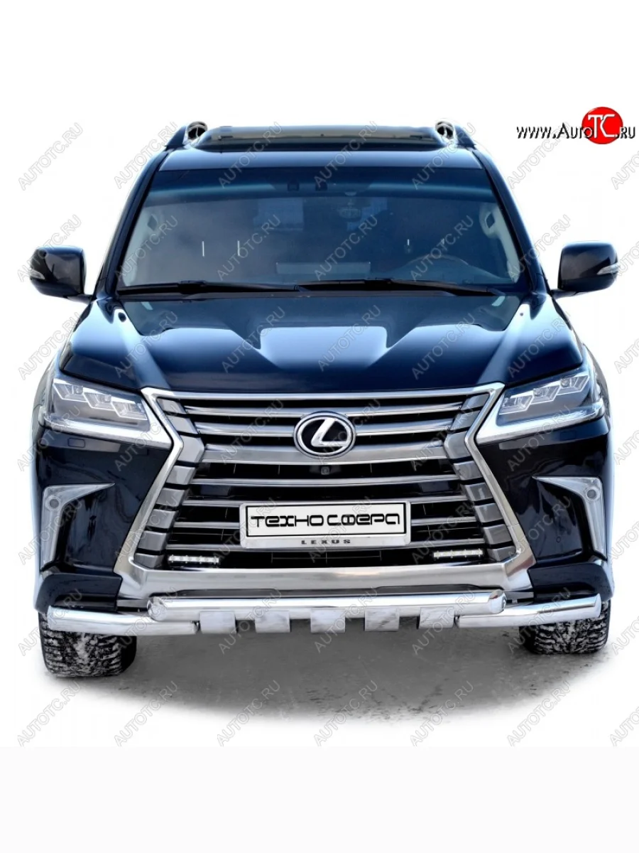 Защита переднего бампера ТехноСфера (Техно Сфера) Люкс (двойная, нержавейка, d76 mm) Lexus LX450d J200 2-ой рестайлинг (2015-2022)  в Перми Пермском крае