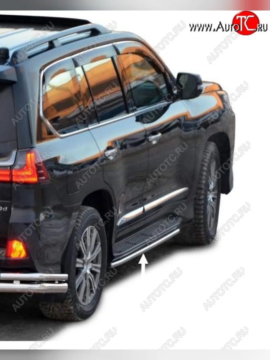 Защита порогов ТехноСфера (Техно Сфера) (Сталь с покрытием, d40 mm) Lexus LX450d J200 2-ой рестайлинг (2015-2022) (цвет: Серебристый)  в Перми Пермском крае