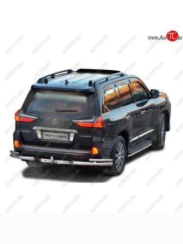 Защита заднего бампера ТехноСфера (Техно Сфера) (нержавейка, уголки двойные, 76/51 mm) Lexus LX450d  J200 - LX570  J200