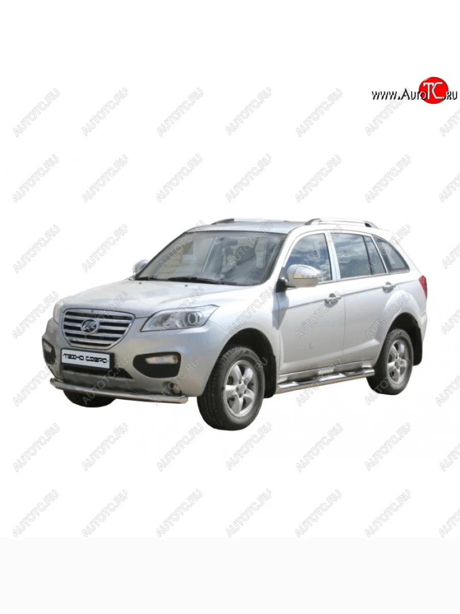 Защита порогов ТехноСфера (Техно Сфера) (нержавейка, с проступью, d76 mm) Lifan X60 дорестайлинг (2011-2015)  в Керчи Республика Крым