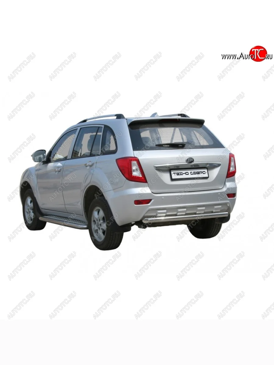 Защита заднего бампера ТехноСфера (Техно Сфера) (Сталь с покрытием, 63.5 mm) Lifan X60 1-ый рестайлинг (2015-2016) (цвет: Серебристый)  в Самаре Самарской области