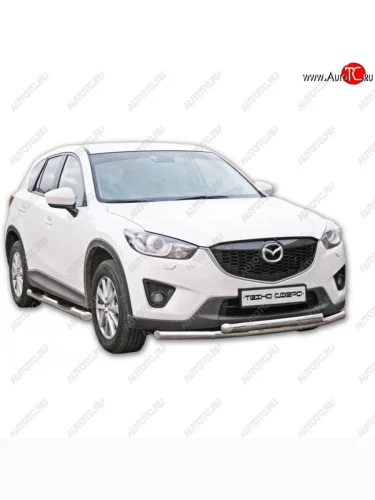 Защита переднего бампера ТехноСфера (Техно Сфера) (двойная, нержавейка, d51 mm) Mazda CX-5  KE (2011-2017) дорестайлинг, рестайлинг