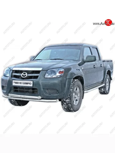 Защита переднего бампера ТехноСфера (Техно Сфера) (двойная, нержавейка, d63.5 mm) Mazda BT-50 (2006-2011)