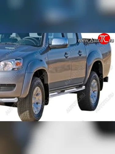 Защита порогов ТехноСфера (Техно Сфера) (нержавейка, с проступью, d76 mm) Mazda BT-50 (2006-2011)