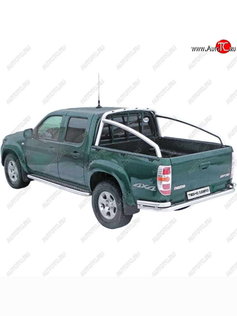 Защита заднего бампера ТехноСфера (Техно Сфера) (нержавейка, цельная с уголками, 63.5 mm) Mazda BT-50 (2006-2011)  в Самаре Самарской области