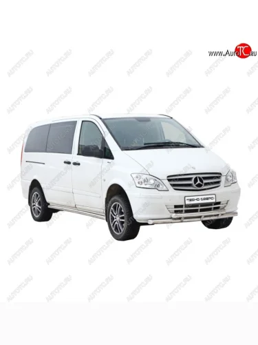 Защита переднего бампера (двойная, d63.5 mm, кол.база 3200) ТехноСфера (Техно Сфера) Mercedes-Benz Vito  W639 (2010-2014) рестайлинг