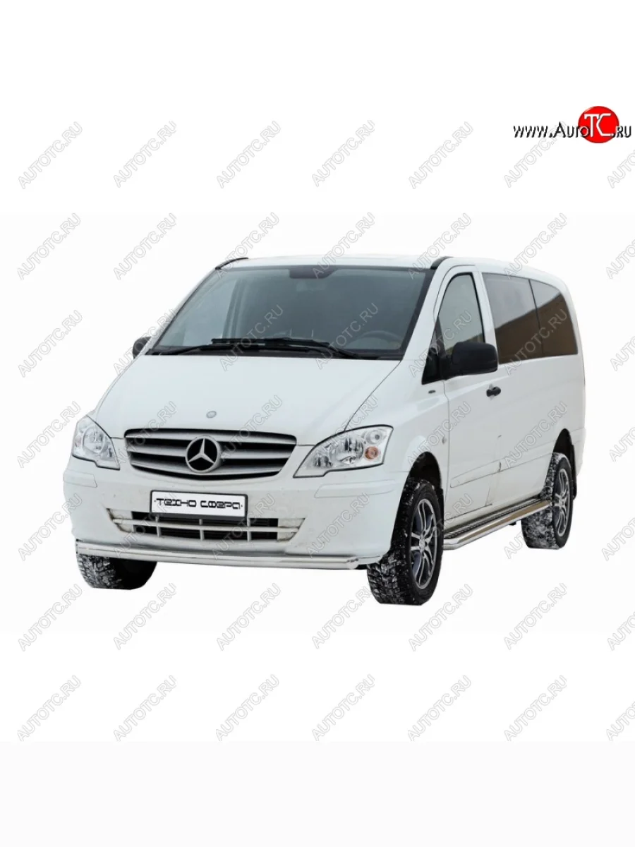 Защита переднего бампера ТехноСфера (Техно Сфера) (Сталь с покрытием, d63.5 mm)  Mercedes-Benz Vito (2010-2014) W639 (цвет: Серебристый)  В Кинешме Ивановской области