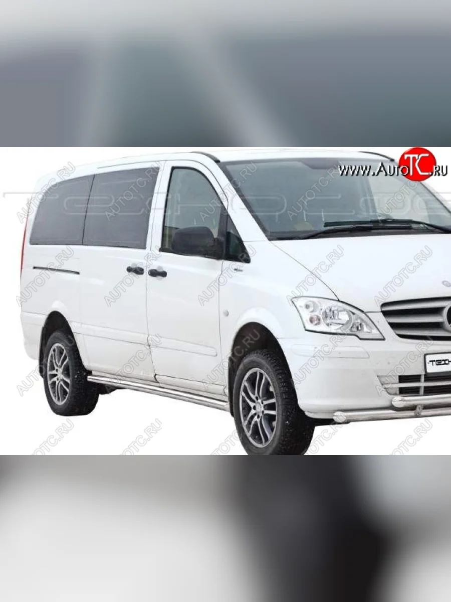 Защита порогов (кол. база 3200) ТехноСфера (Техно Сфера) (Сталь с покрытием, d63.5 mm)  Mercedes-Benz Vito (2010-2014) W639 (цвет: Серебристый)  В Кинешме Ивановской области