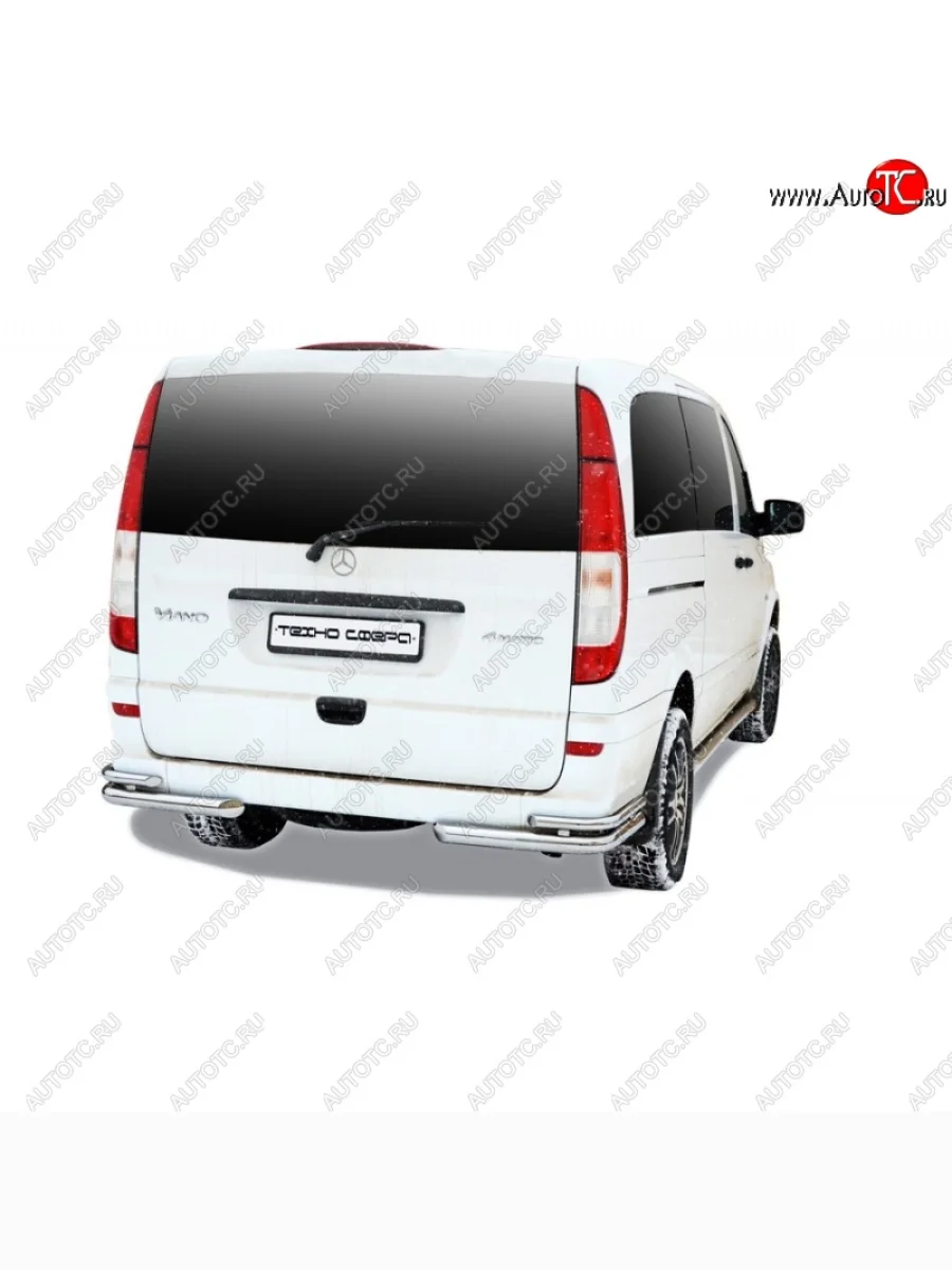 Защита заднего бампера ТехноСфера (Техно Сфера) (нержавейка, уголки двойные, 63.5 mm)  Mercedes-Benz Vito (2010-2014) W639  В Кинешме Ивановской области