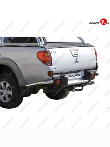 Защита заднего бампера ТехноСфера (Техно Сфера) (нержавейка, уголки, 63.5 mm) Mitsubishi L200 5 KK,KL рестайлинг (2018-2022)