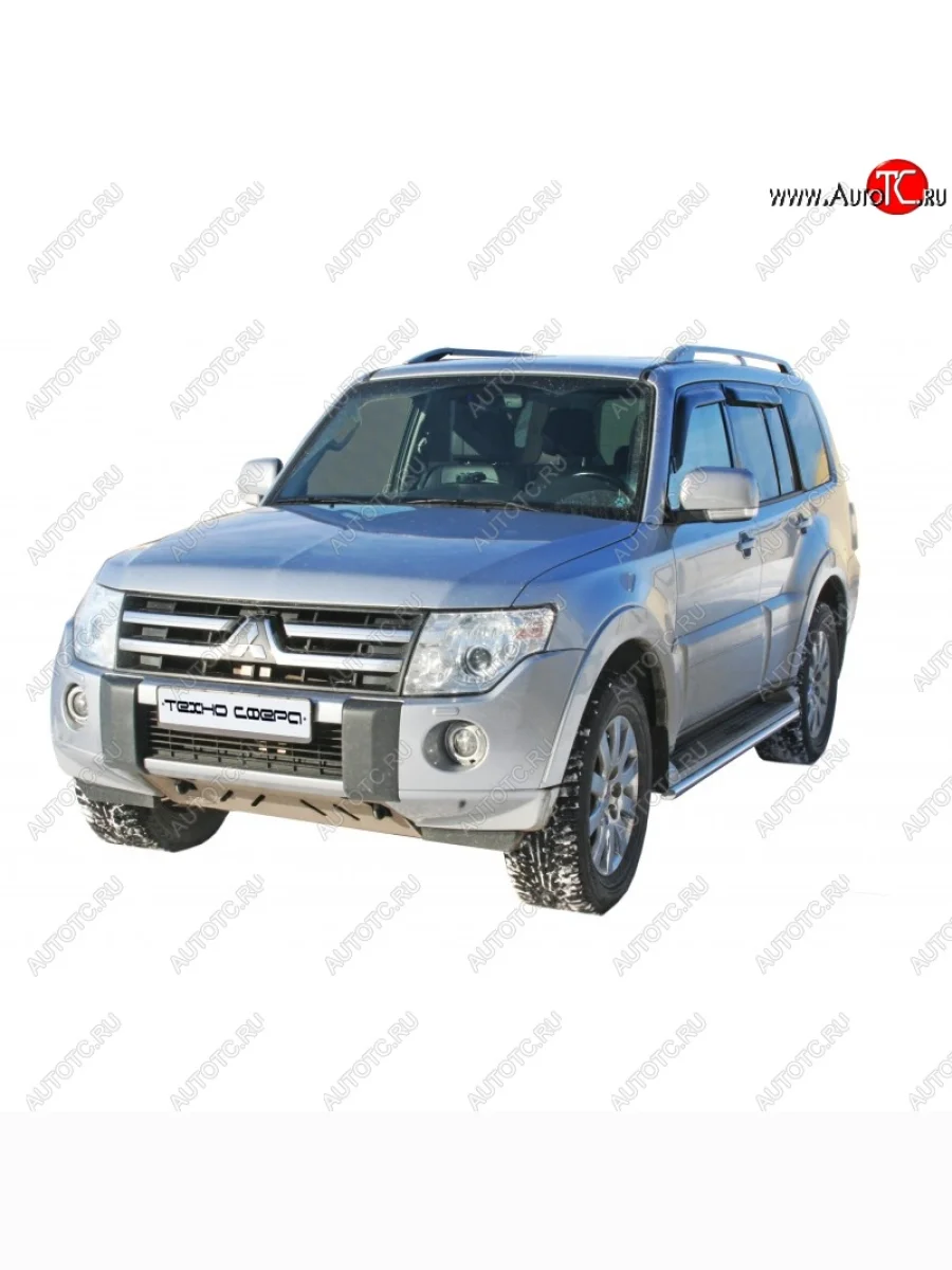 Защита порогов (кол. база 3200) ТехноСфера (Техно Сфера) (нержавейка, d40 mm)  Mitsubishi Pajero (2006-2011) 4 V90  В Кинешме Ивановской области