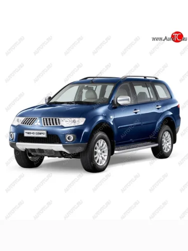 Защита порогов RS ТехноСфера (Техно Сфера) (нержавейка, с алюминиевым листом, d63.5 mm) Mitsubishi Pajero Sport  PB (2008-2013) дорестайлинг