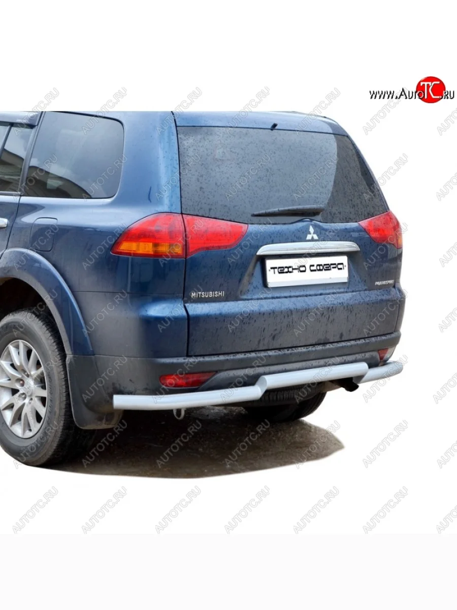 Защита заднего бампера ТехноСфера (Техно Сфера) Каскад (Сталь с покрытием, 63.5 mm) Mitsubishi Pajero Sport PB дорестайлинг (2008-2013) (цвет: Серебристый)  в Самаре Самарской области