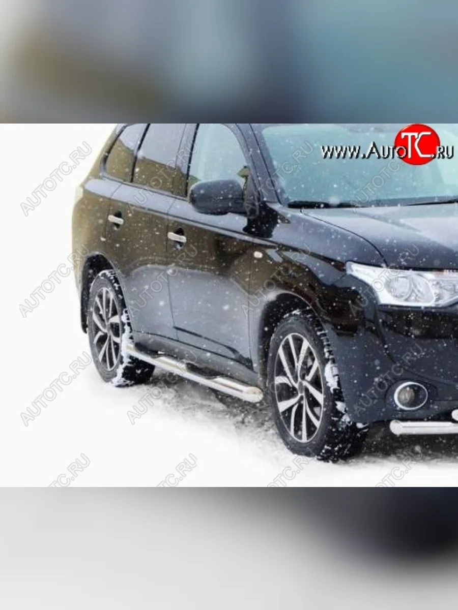 Защита порогов ТехноСфера (Техно Сфера) (нержавейка, с проступью, d76 mm) Mitsubishi Outlander GF дорестайлинг (2012-2014)  в Керчи Республика Крым