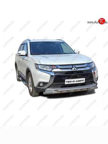 Защита переднего бампера ТехноСфера (Техно Сфера) (двойная, нержавейка, d63.5 mm) Mitsubishi Outlander  GF (2015-2018) 2-ой рестайлинг