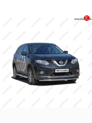 Защита переднего бампера (нержавейка, d63.5 mm) ТехноСфера (Техно Сфера) Nissan X-trail  3 T32 (2013-2018) дорестайлинг
