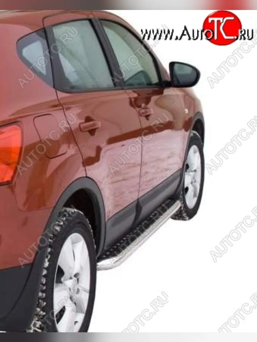 Защита порогов ТехноСфера (Техно Сфера) (нержавейка, с алюминиевым листом, d63.5 mm) Nissan Qashqai 1 J10 рестайлинг (2010-2013)  в Самаре Самарской области