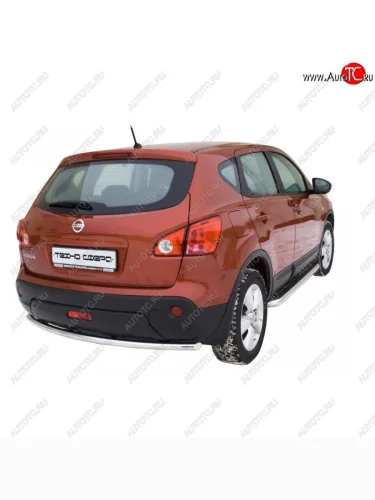 Защита заднего бампера ТехноСфера (Техно Сфера) (нержавейка, d51 mm) Nissan Qashqai ( 1 J10,  1) (2007-2013) дорестайлинг, J10 рестайлинг